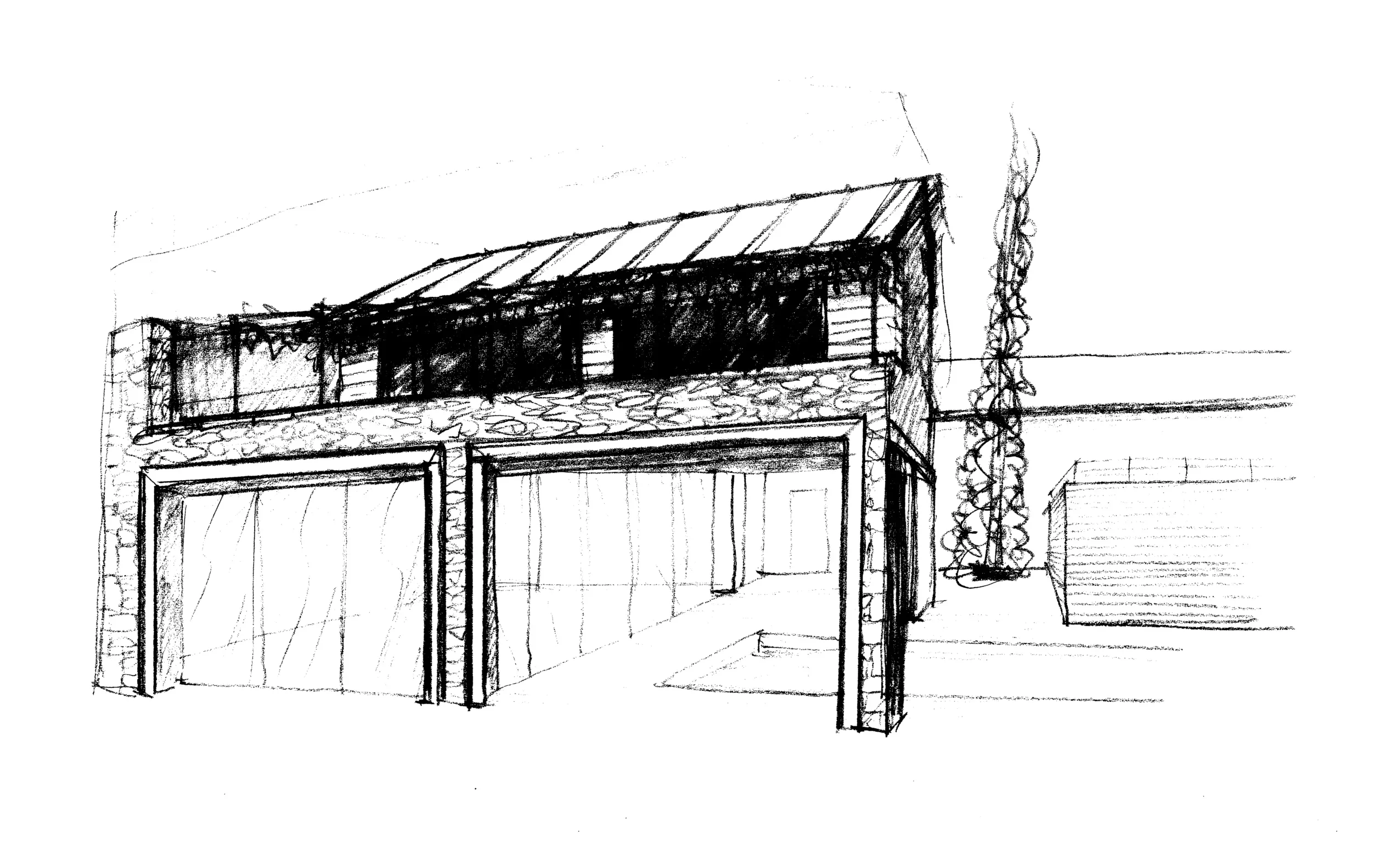 Esquisse du projet La grange du Monas réalisée par Intramuros