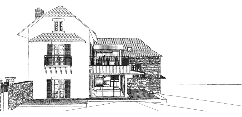 Croquis2_Maison-maitre-aveyron_renovation_architecte-intramuros Croquis Maison de maître du Monas avec nouveaux aménagements prévus par l'architecte