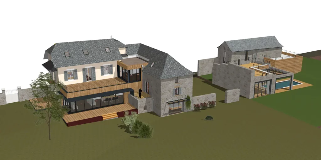 Simuation_Maison-maitre-aveyron_renovation_architecte-intramuros Simulation de la maison de maître et de son annexe