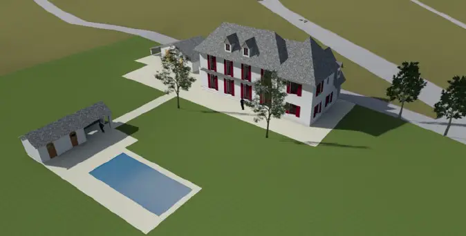 Simulation_Maison-de-maitre_Extension-renovation_Architecte-Intramuros_Rodez Simulation globale de la maison secondaire